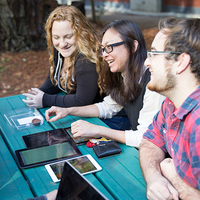 Students collaborate outside